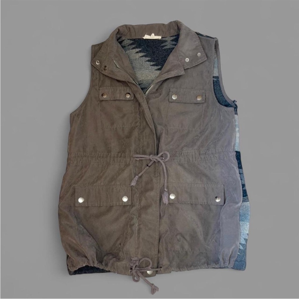 Entro Taupe Cargo Style Wool Blend Vest